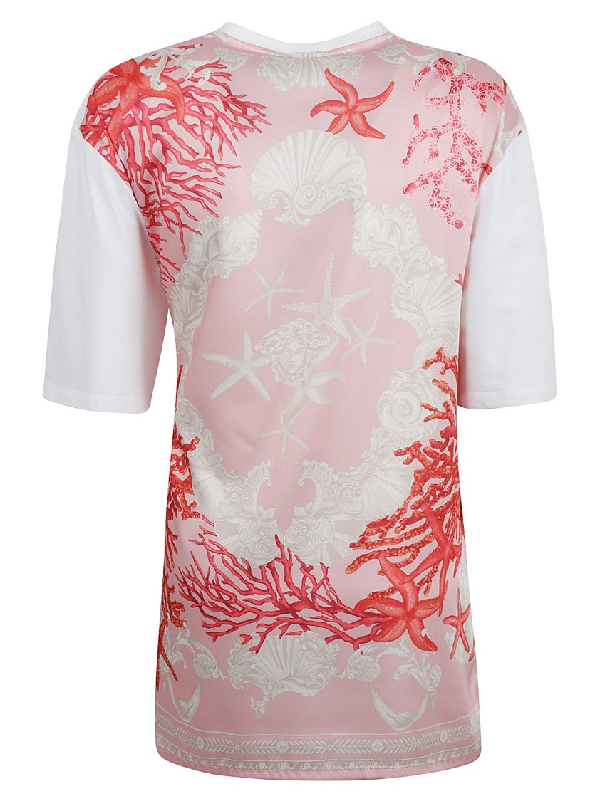 Versace White T-Shirt With Pink Back