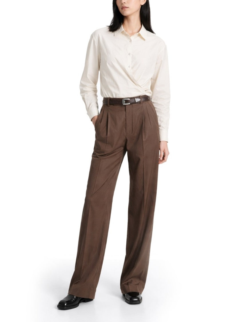 Lemaire Straight Collar Twisted Asymmetrical Front Cotton-Blend Shirt