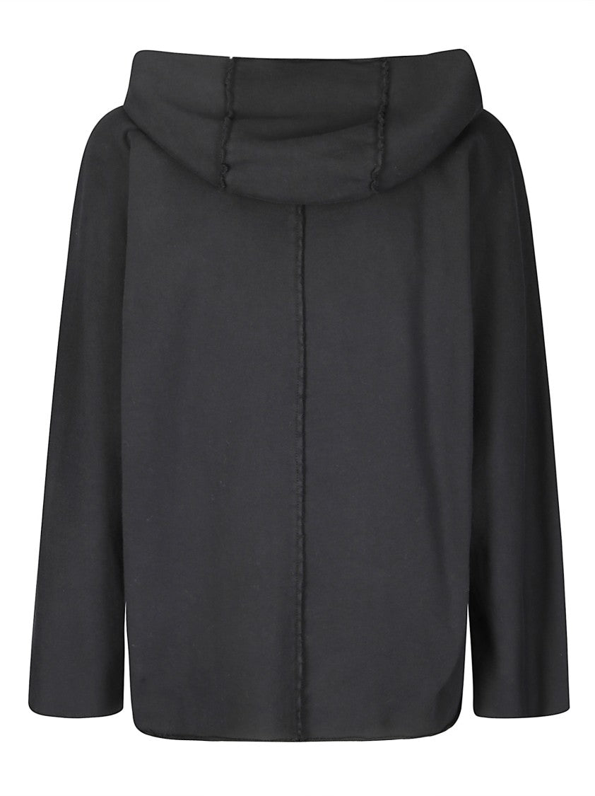 Cini Lightweight Cotton Sweatshirt With Hood And Raw Hems