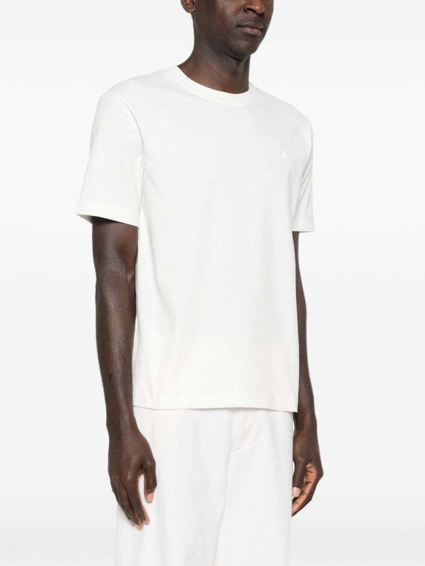 Etro Ribbed Crewneck T-Shirt With Tone-On-Tone Logo