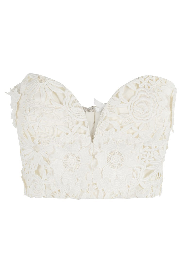 Rotate 3D Lace Corset Top With Sweetheart Neckline