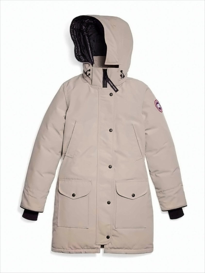 Canada Goose Light Beige Down Coat With Hood And Flap Pockets