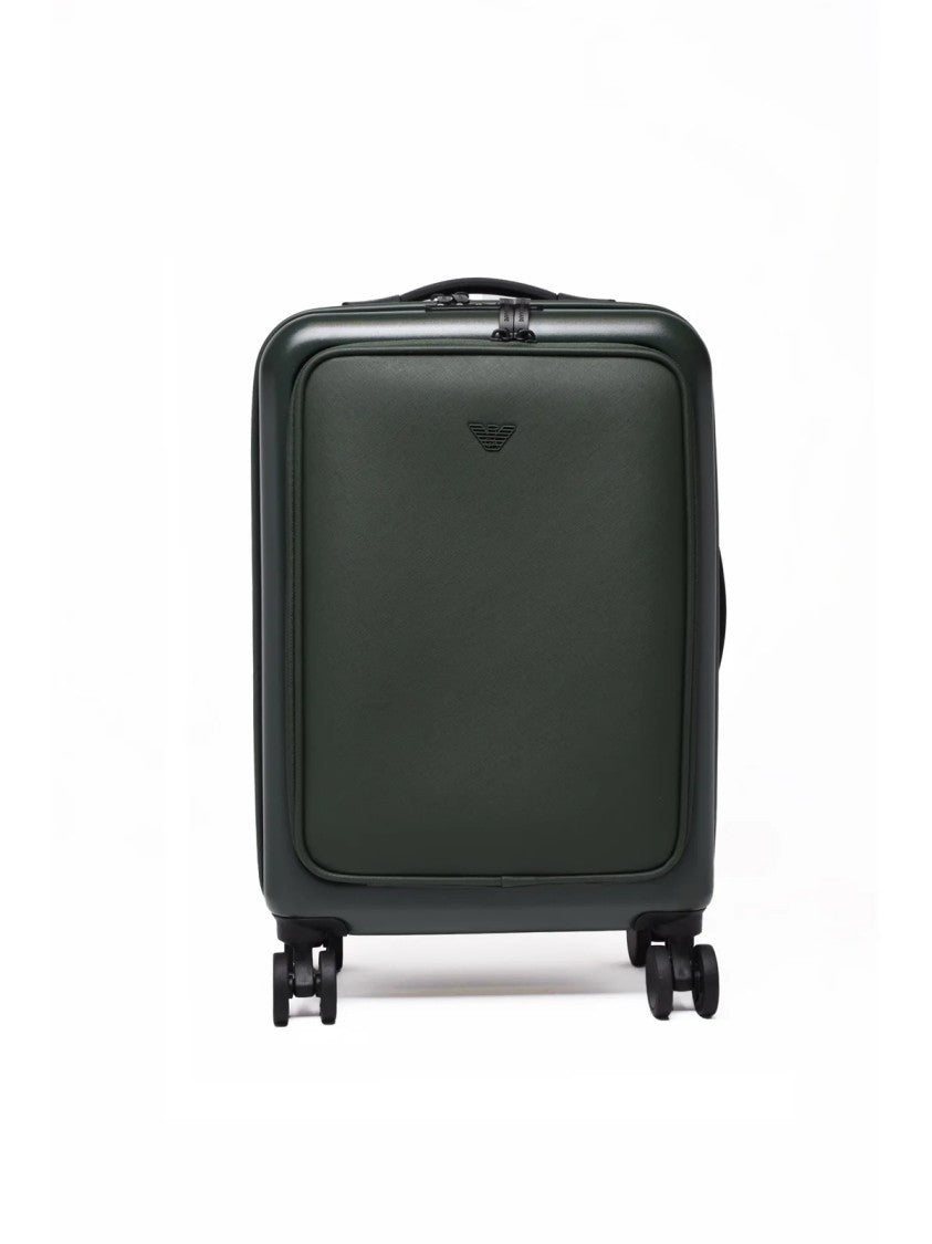 Emporio Armani Bottle Green Polyurethane Hard-Shell Trolley
