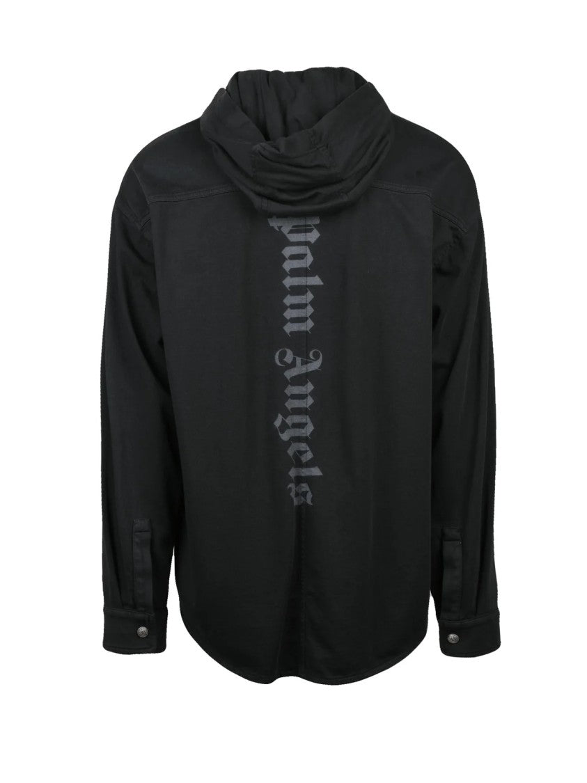 Palm Angels Black Cotton Hooded Sweatshirt
