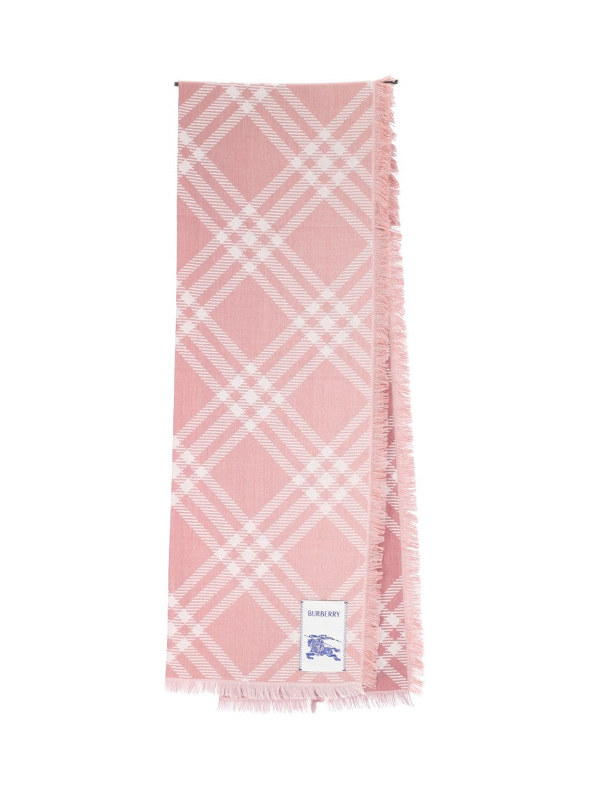 Burberry Pink Check Wool-Silk Scarf
