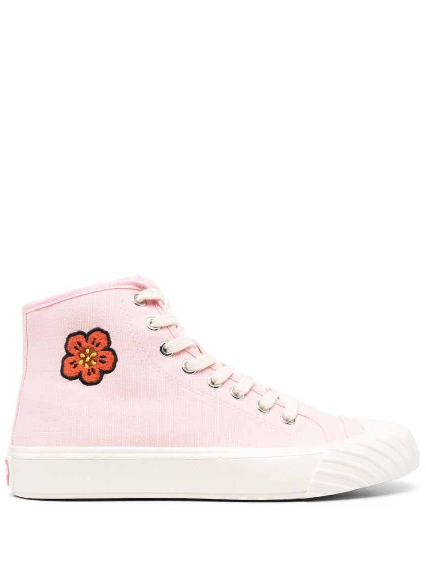 Kenzo High-Top Canvas Sneakers With Signature Boke Flower Motif