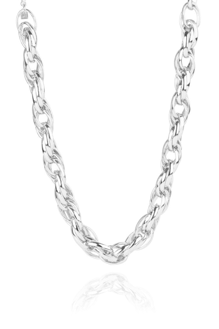 Federica Tosi Silver Lace Rose 925 Silver Plated Bronze Metal Necklace