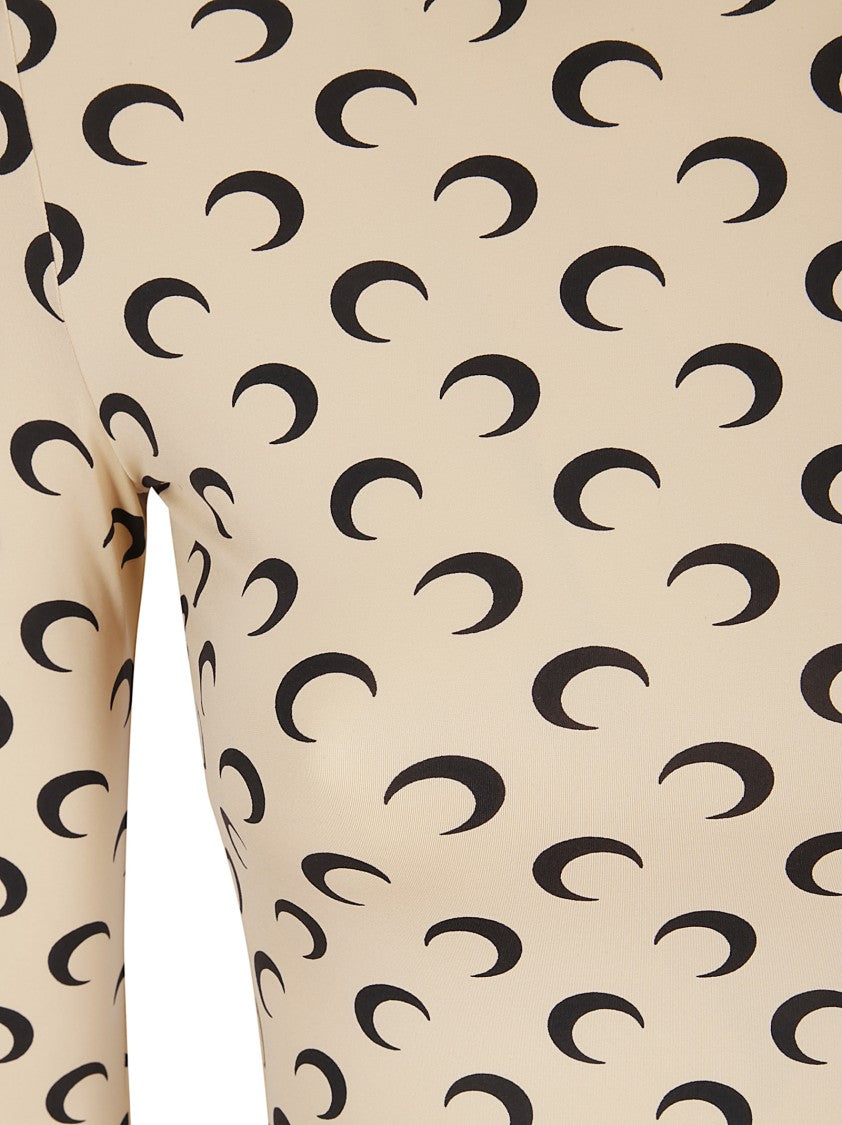 Marine Serre Moon Printed Jersey Ls Crewneck Top