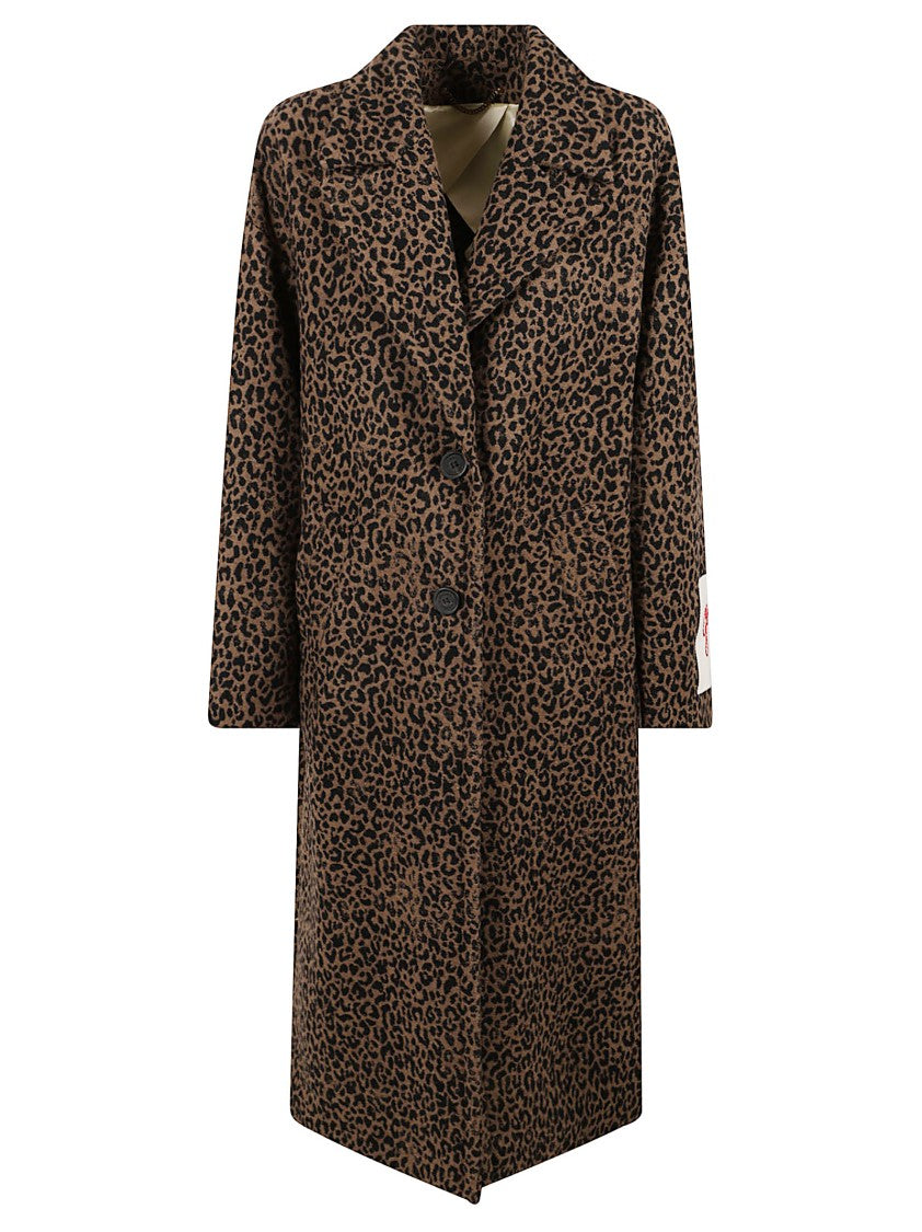 Golden Goose Leopard Print Coat With Notched Lapels