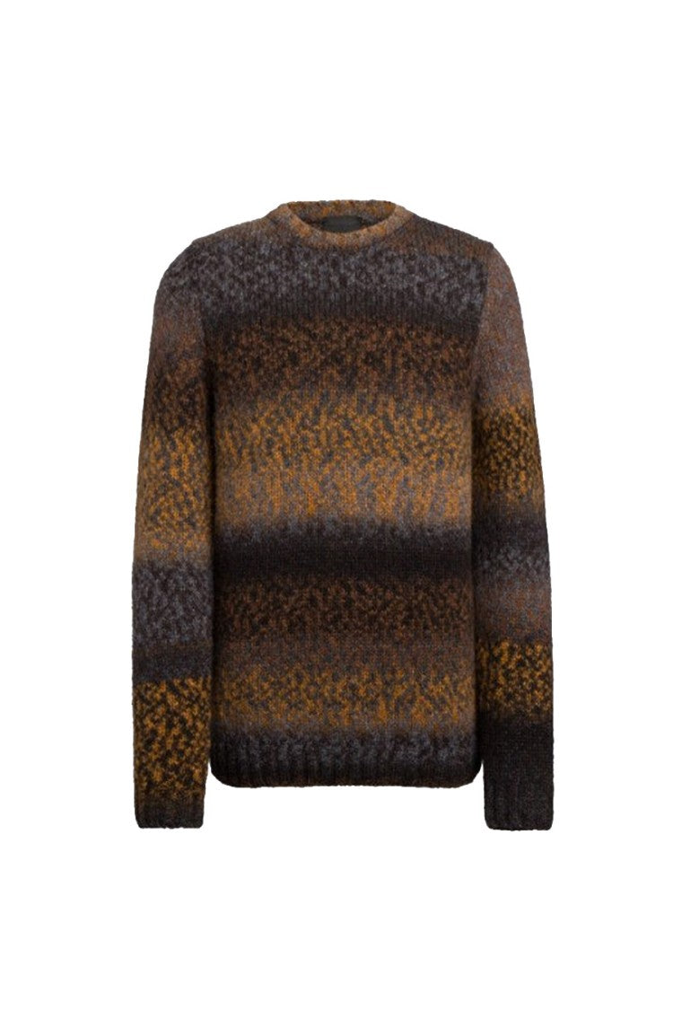 Dondup Brown Ombre-Stripe Chunky Knit Wool-Blend Sweater