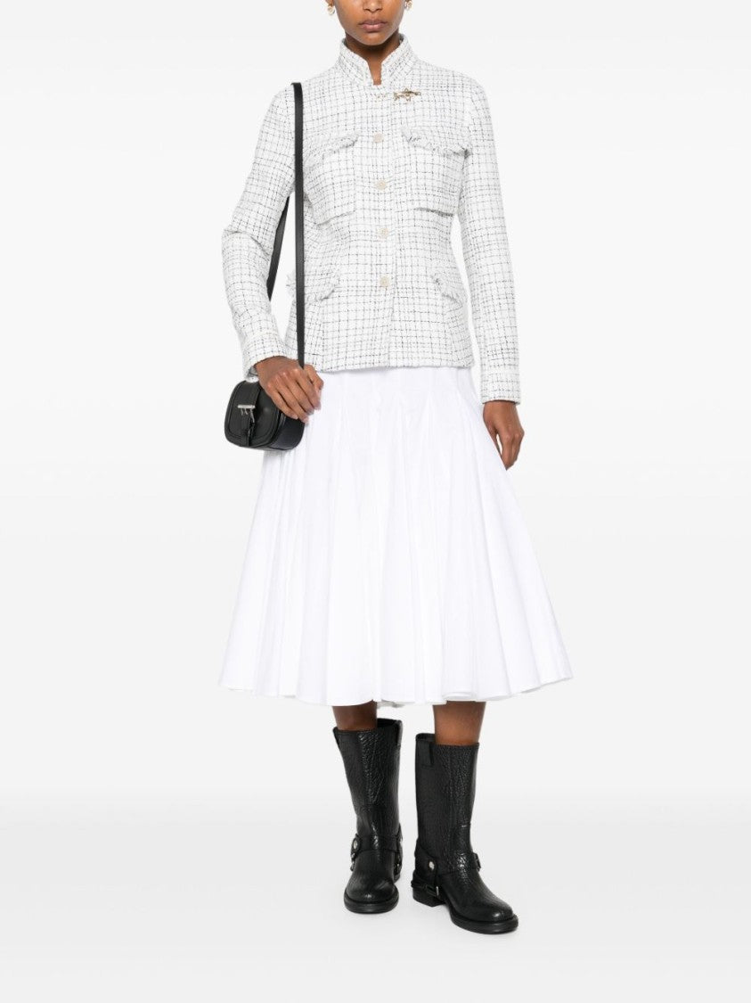 Fay Structured White Jacket With Textured Finish And High Collar