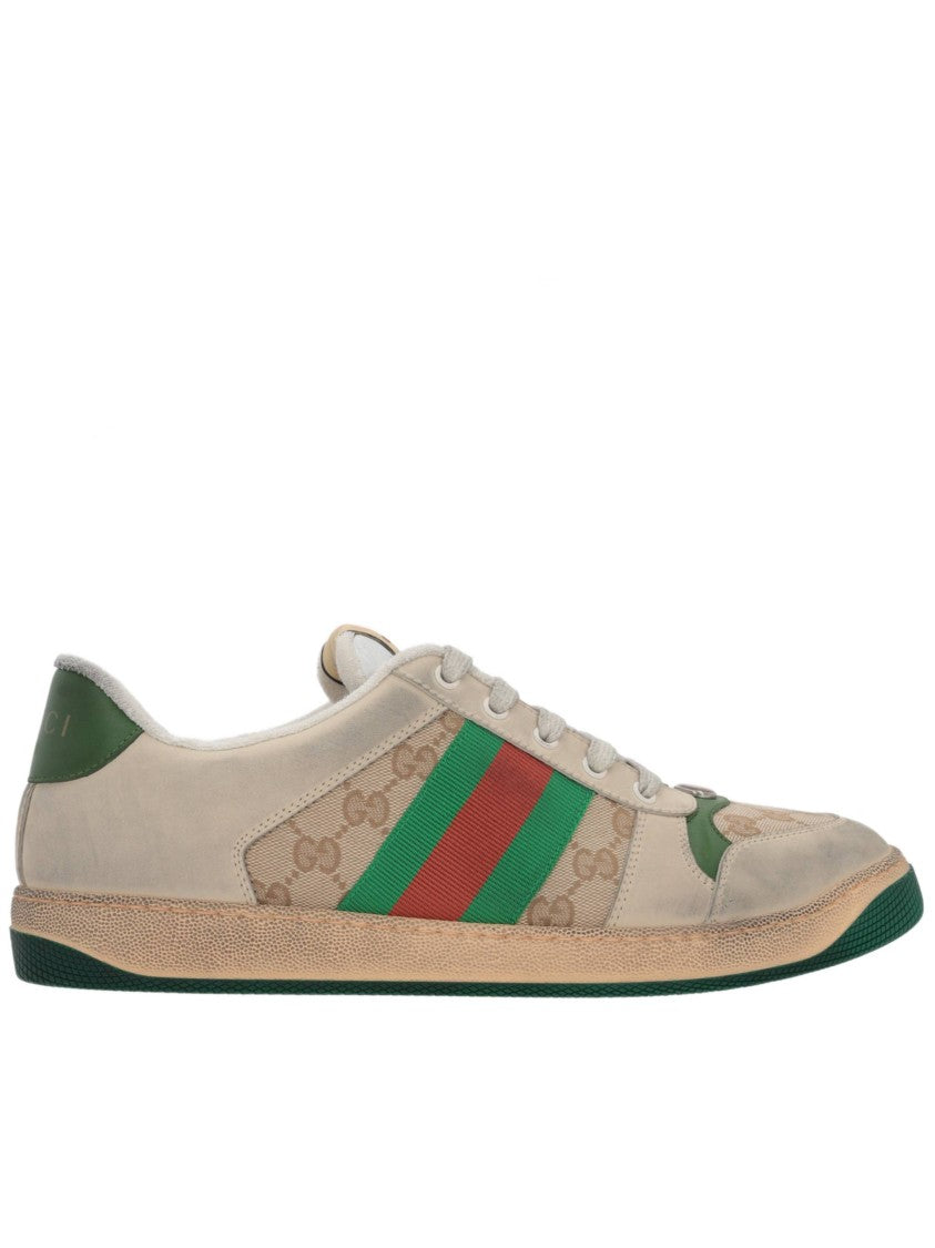 Gucci Beige Screener Sneaker Low-Top Shoes