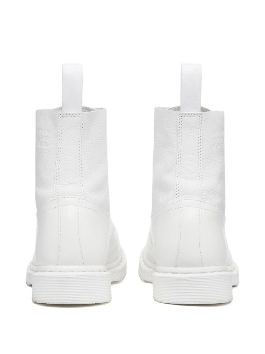 Dr. Martens X Mm6 By Maison Margiela Front Lace-Up White Boots With Signature Details