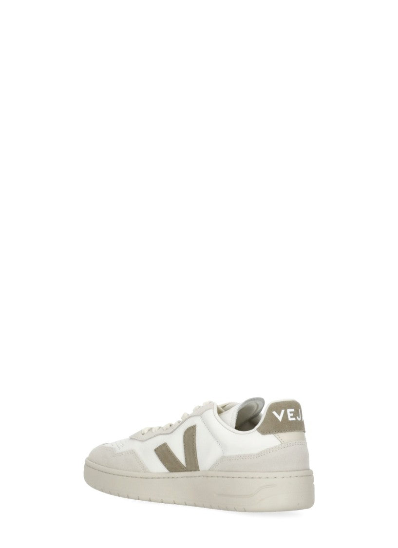 Veja White V-90 Suede-Blend Leather Sneakers