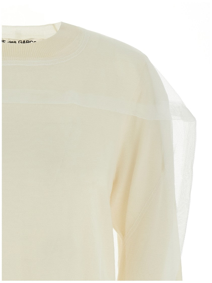 Comme Des Garçons Wool Sweater With Multilayer Tulle Detail