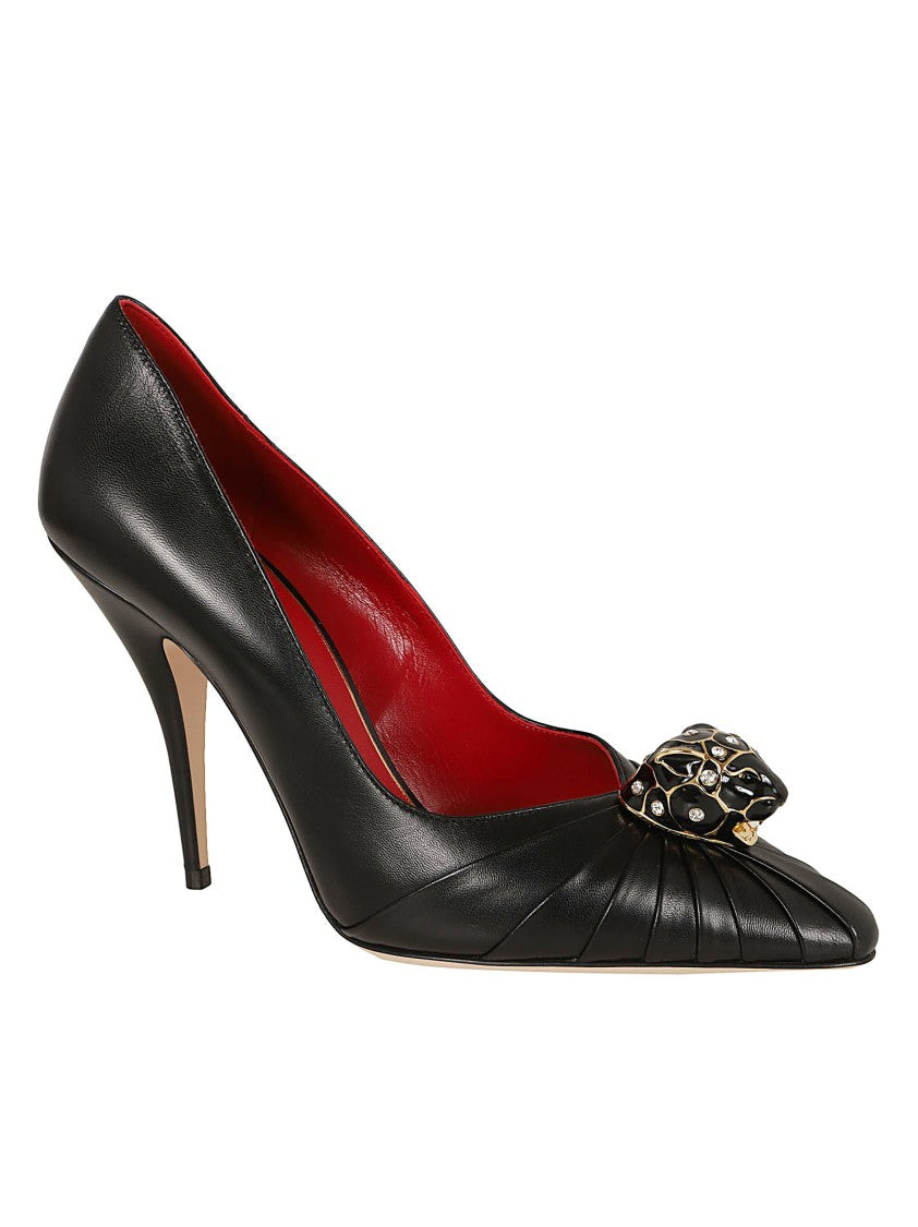 Valentino Garavani Pointed Toe Pumps With Panther Head Embellishment