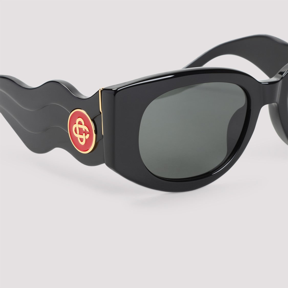 Casablanca Metal Oval Wave Black Acetate Sunglasses