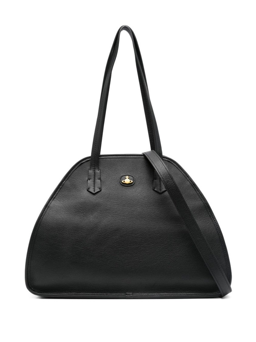 Vivienne Westwood Curved Black Leather Handbag