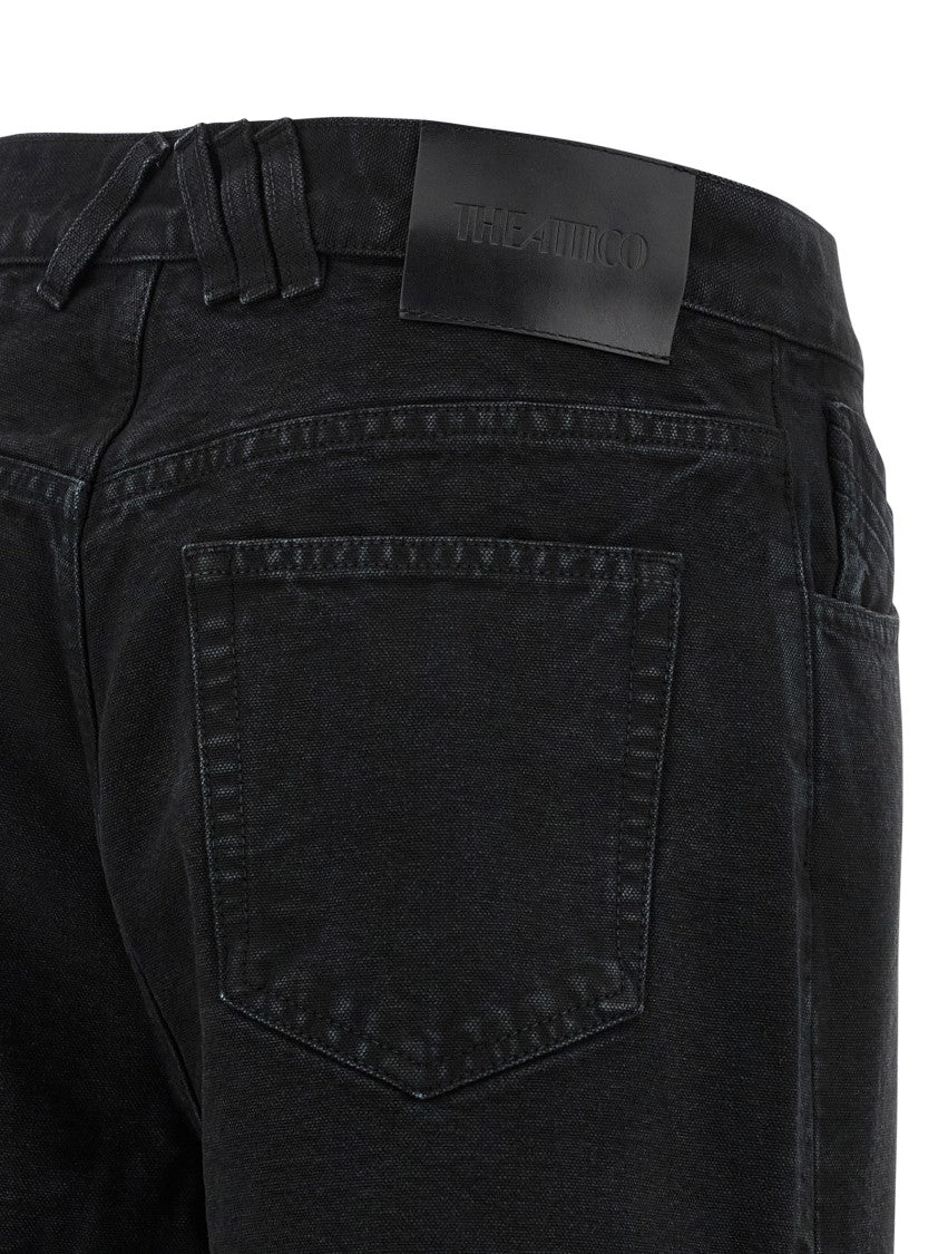 The Attico Garment-Dyed Black Denim Jeans With Back Cut-Out Details