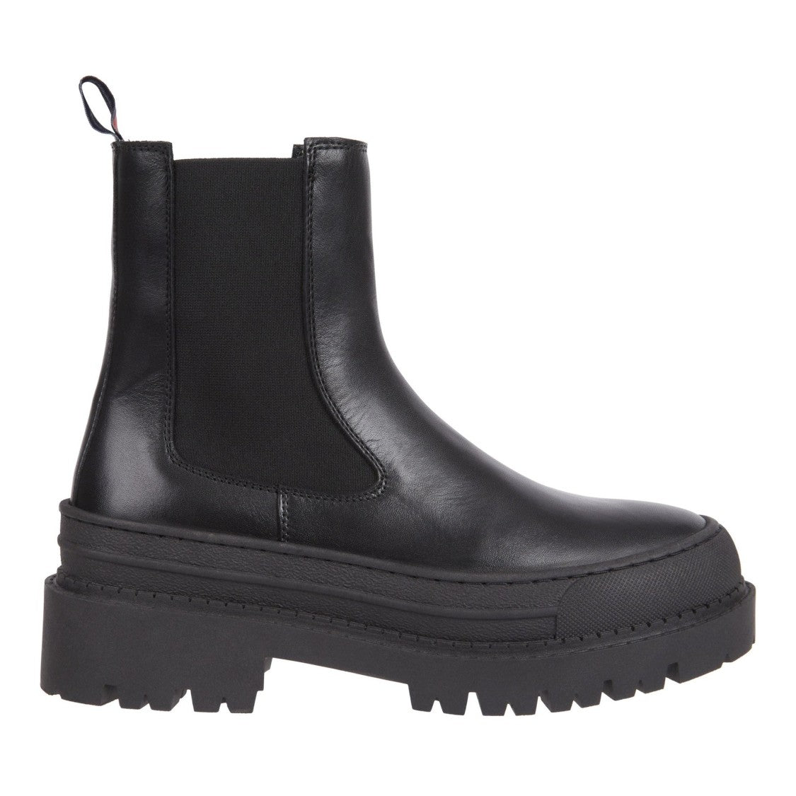 Tommy Jeans Chelsea Foxing Black Rubber Lug Sole Leather Boots