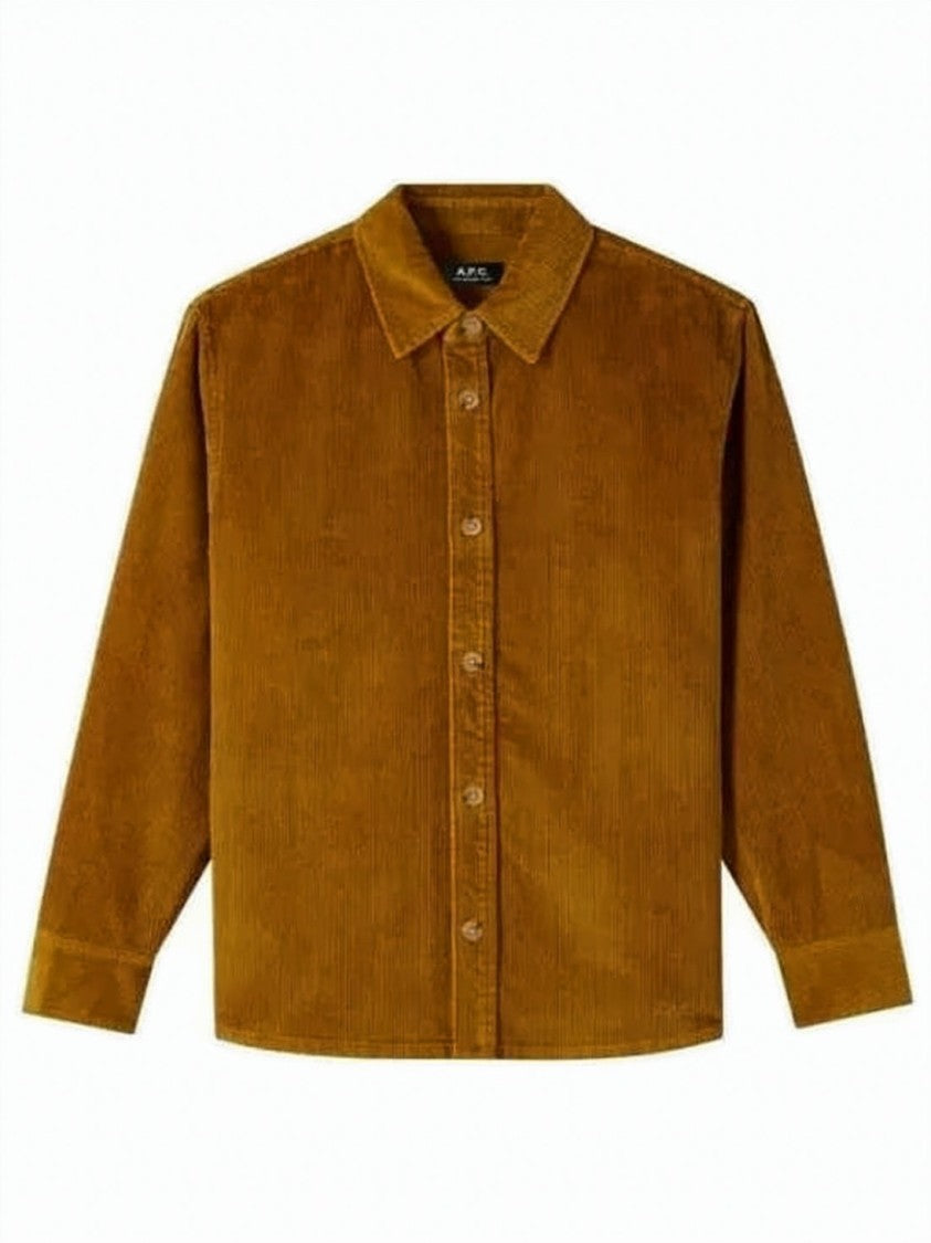 A.P.C. Corduroy Long-Sleeve Shirt With Button-Down Front And Classic Collar