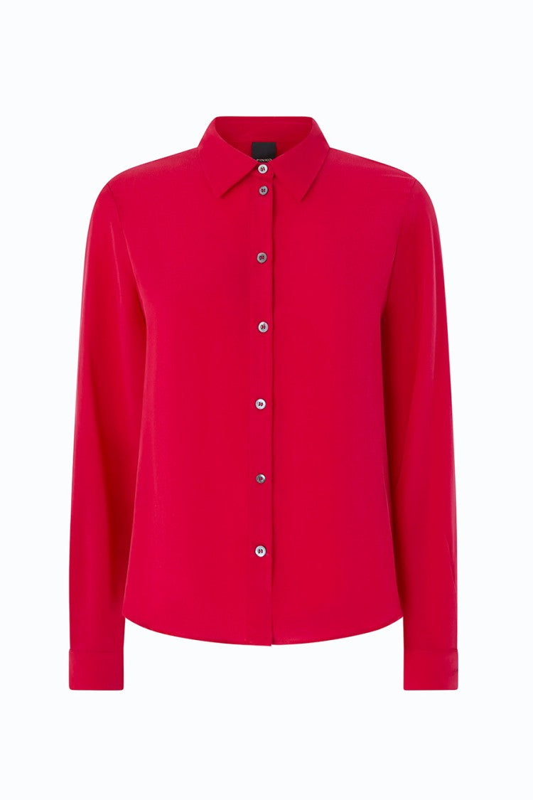 Pinko Raspberry Classic-Collar Silk Shirt