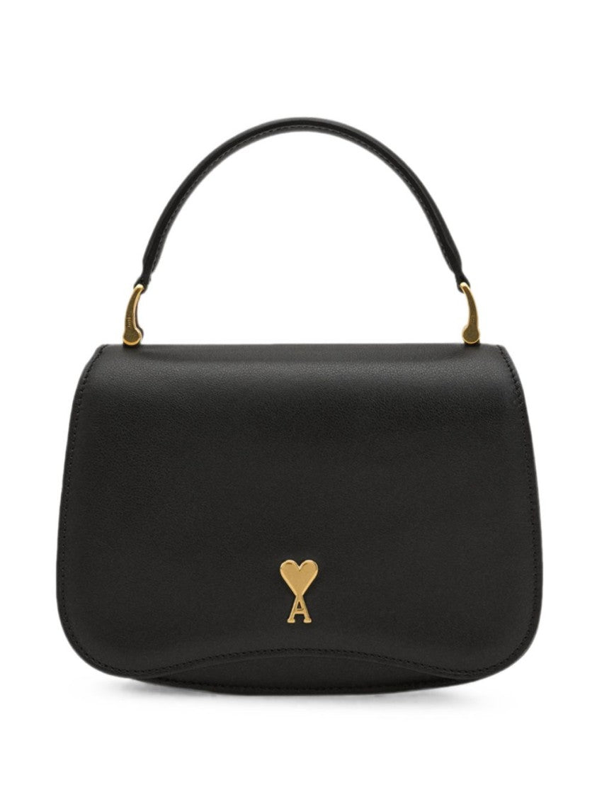 Ami Paris Rectangular Gold-Emblem Silk-Nylon Handbag