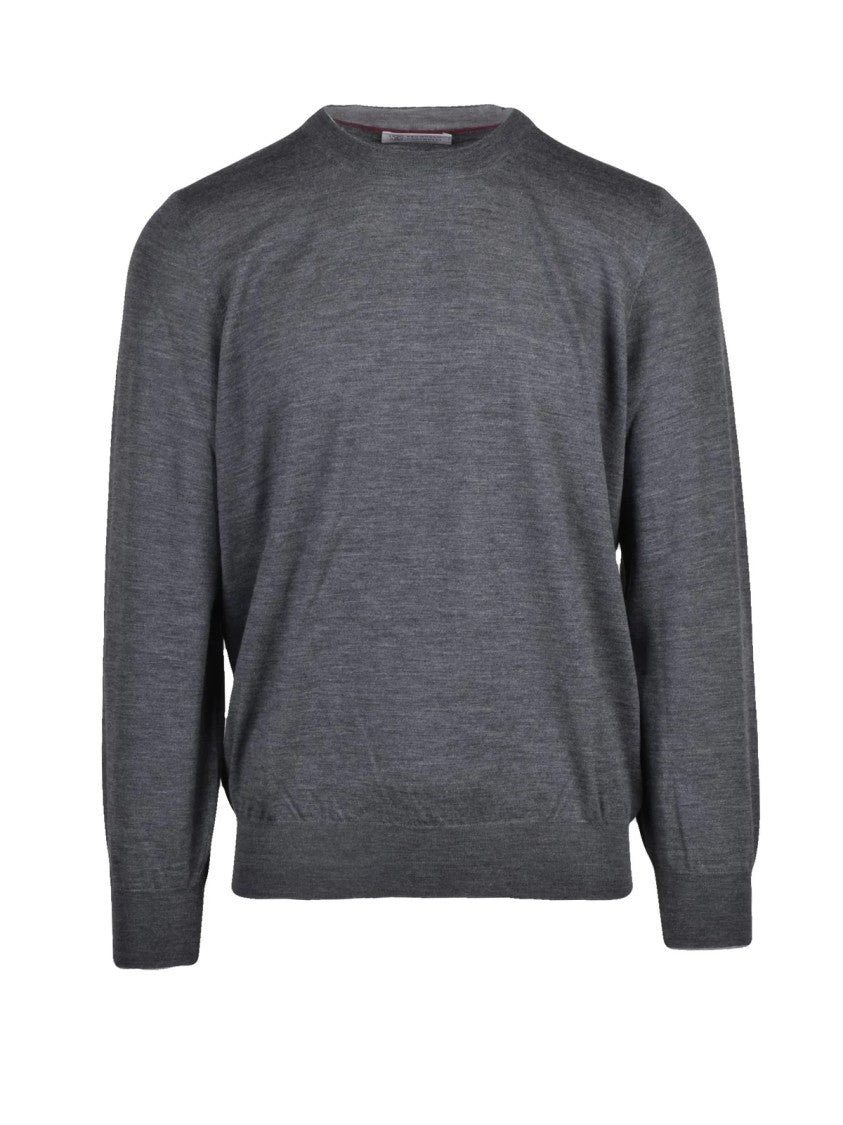 Brunello Cucinelli Classic Crew Neck Sweater In Fine Knit Wool-Cashmere Blend