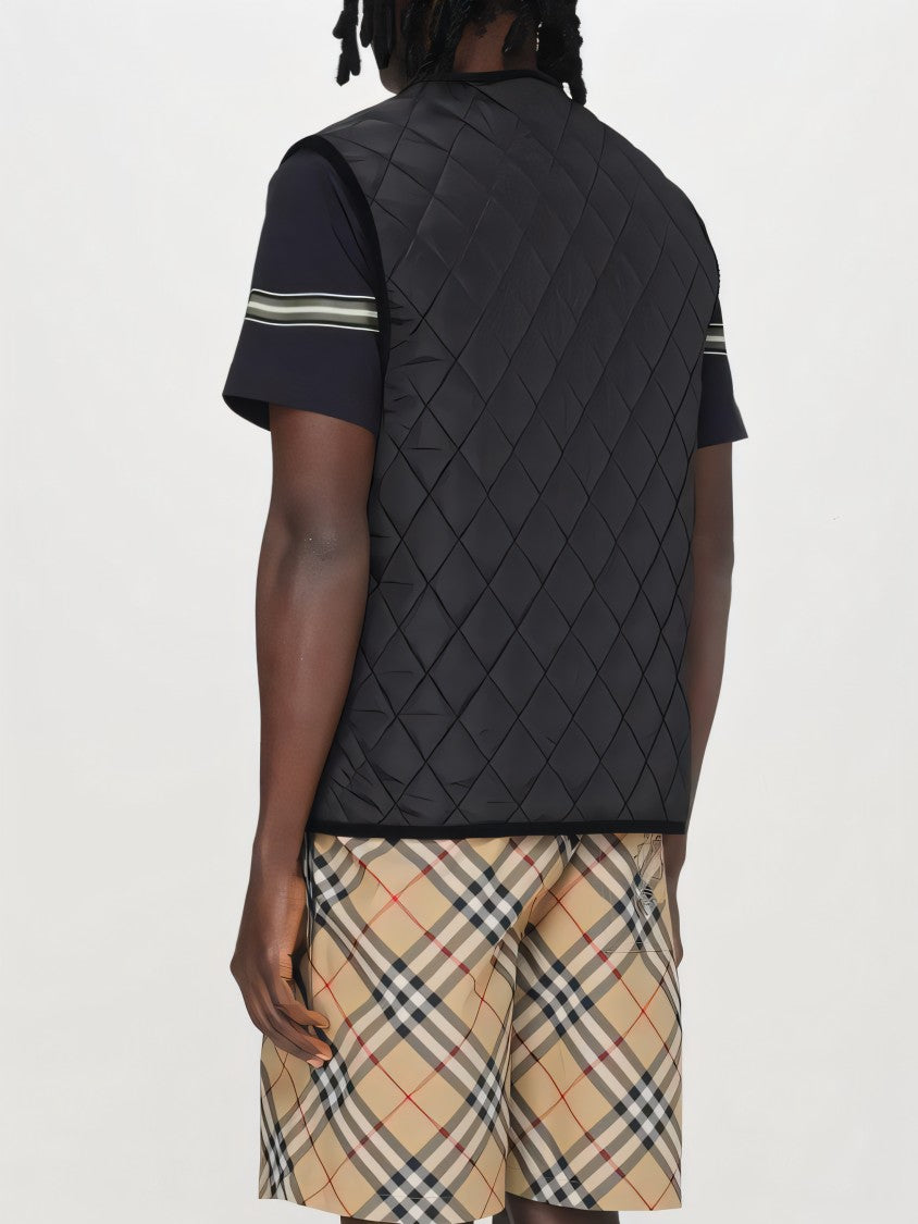 Burberry Diamond Quilted Black Vest With Contrasting Lining