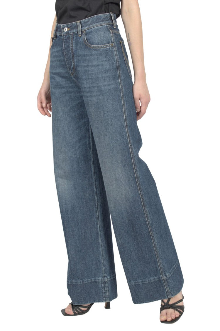 Bottega Veneta Blue Cotton-Polyester Blend Wide-Leg Jeans