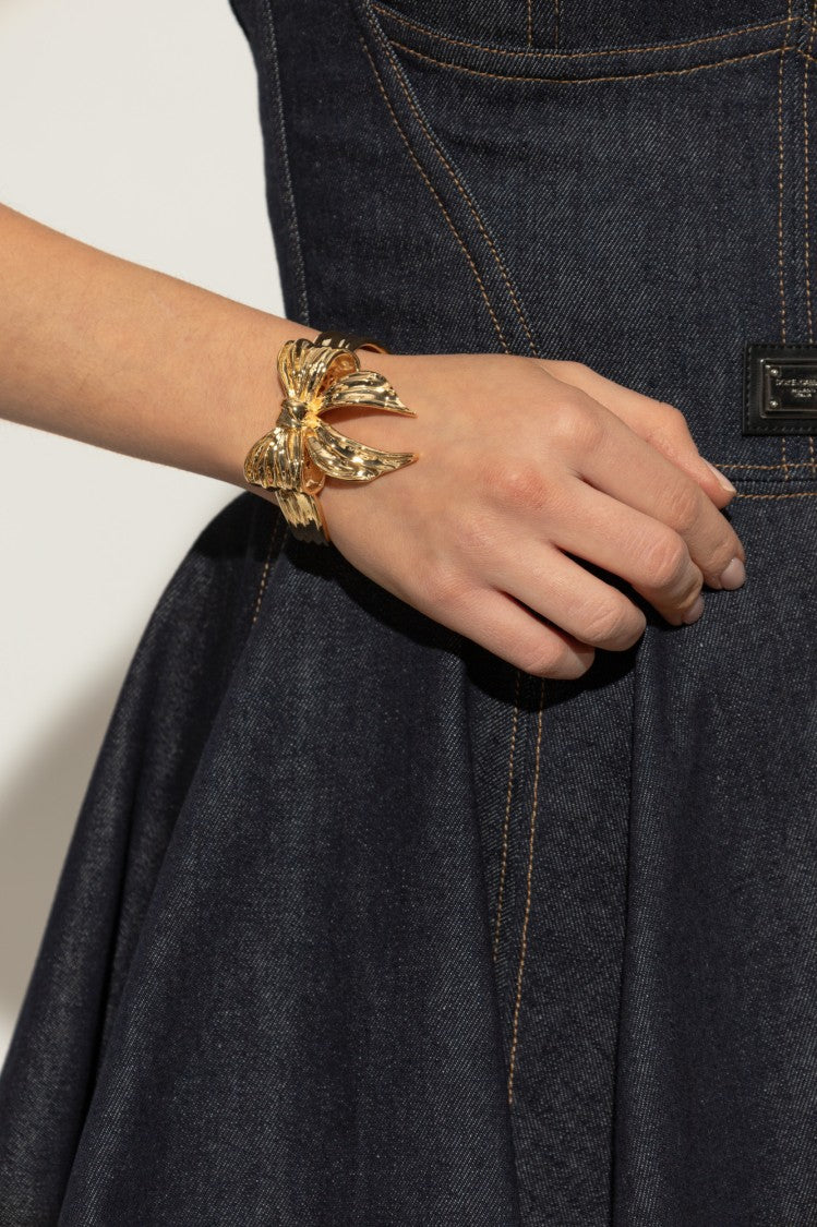 Dolce & Gabbana Bow-Shaped Brass Bracelet With Gold Finish
