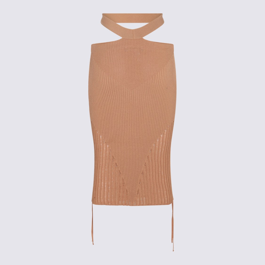 Andreâdamo Ribbed Knit Midi Skirt With High Waist And Cutout Details