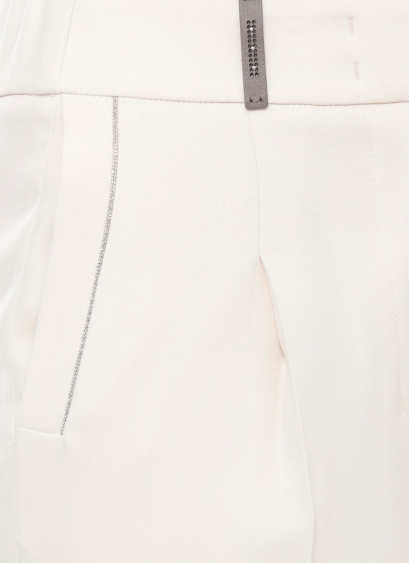 Peserico Beige Embellished Straight-Leg Pants