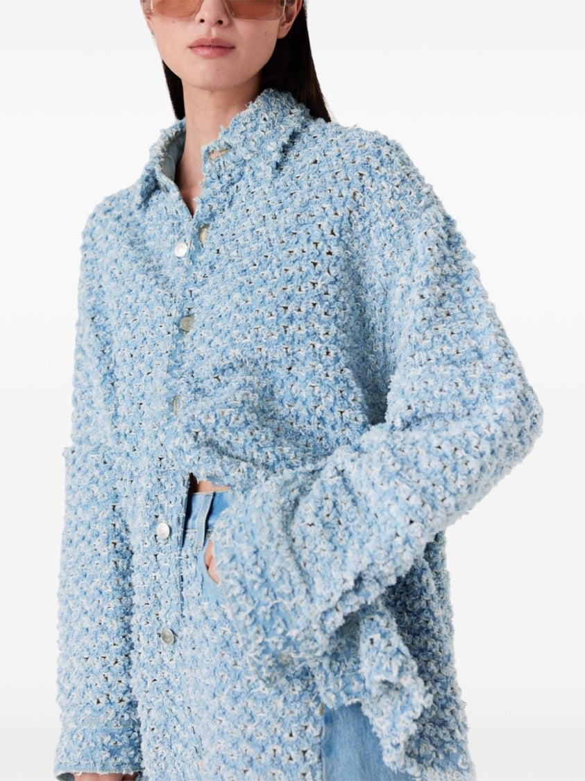 Stella Mccartney Textured Bouclé Blue Shirt