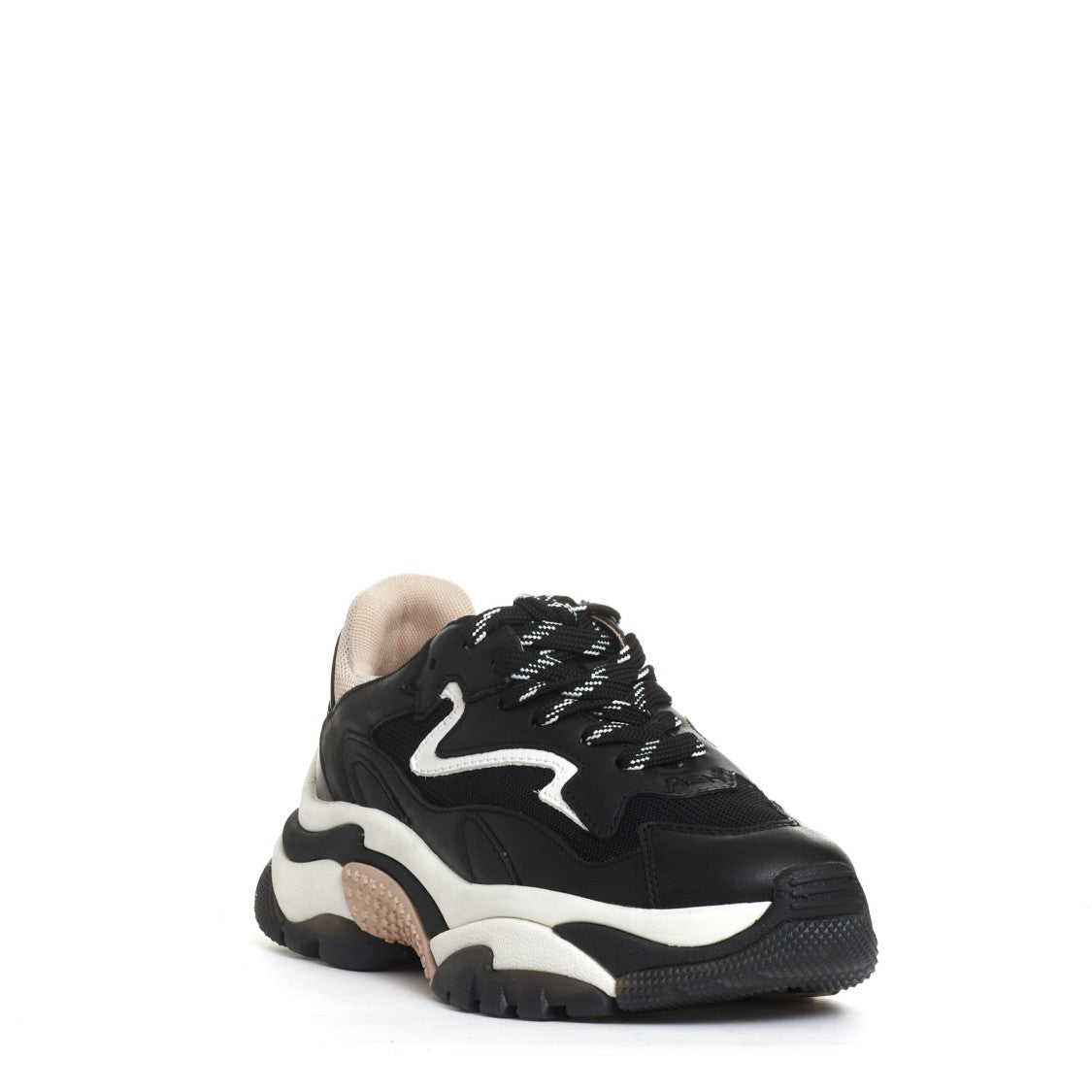 Ash Black Leather And Fabric Sneakers With Chunky Sole
