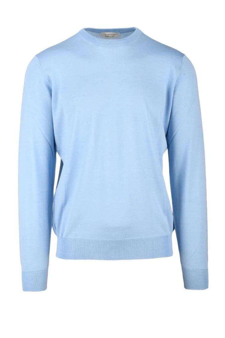 Filippo De Laurentiis Light Blue Merino Wool Men's Crewneck Sweater