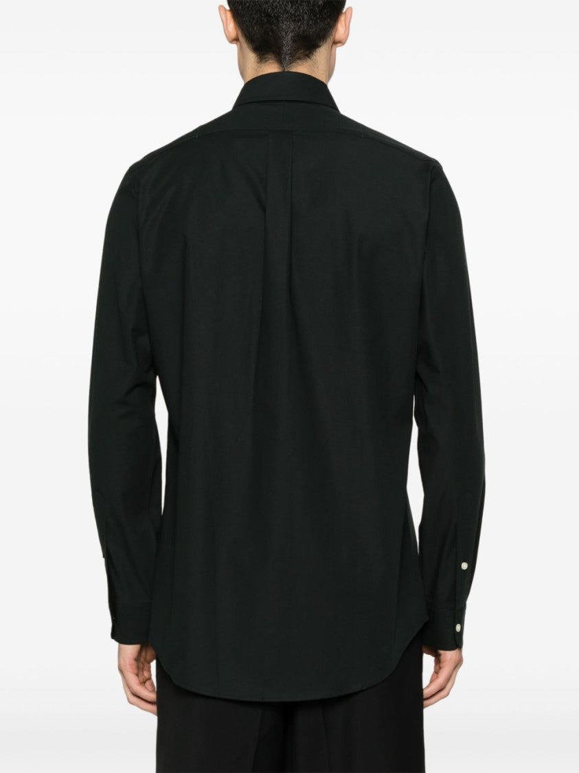Polo Ralph Lauren Classic Black Shirt With Button-Down Collar And Contrasting Buttons
