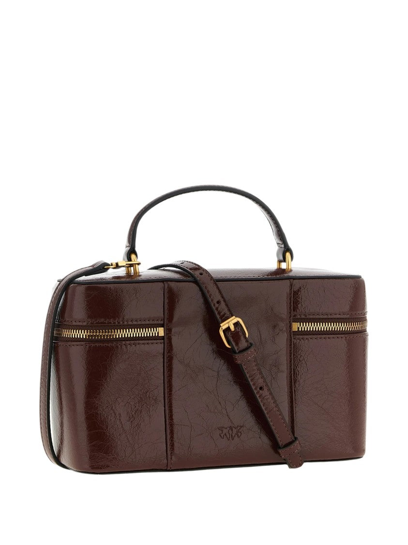Pinko Rectangular Vanity Case With Shiny Textured Finish