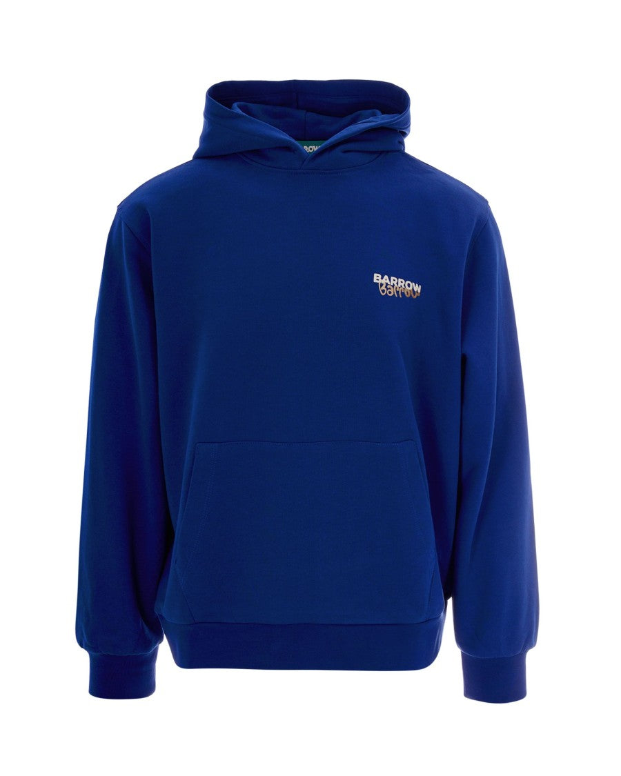 Barrow Regular Fit Blue Hoodie With Bear Graphic And Logo Detail
