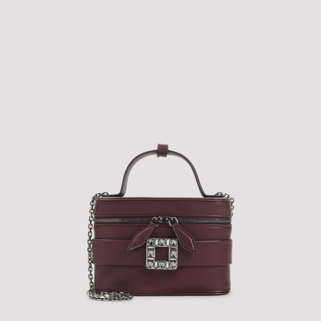 Roger Vivier Dark Bordeaux Nappa Leather Vanity Micro Bag