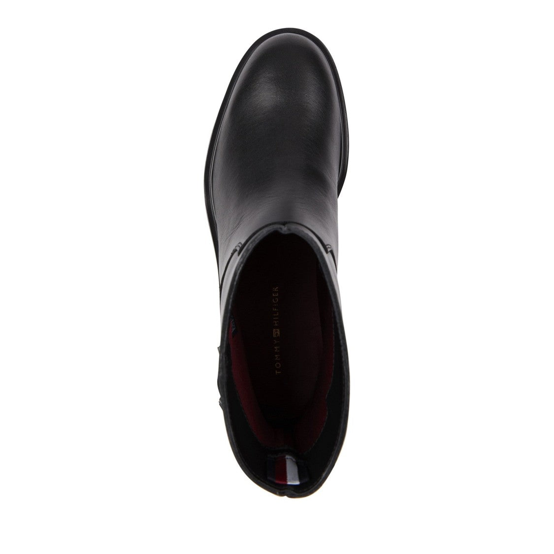 Tommy Hilfiger Black Monochromatic Decorative Strap Leather Boots