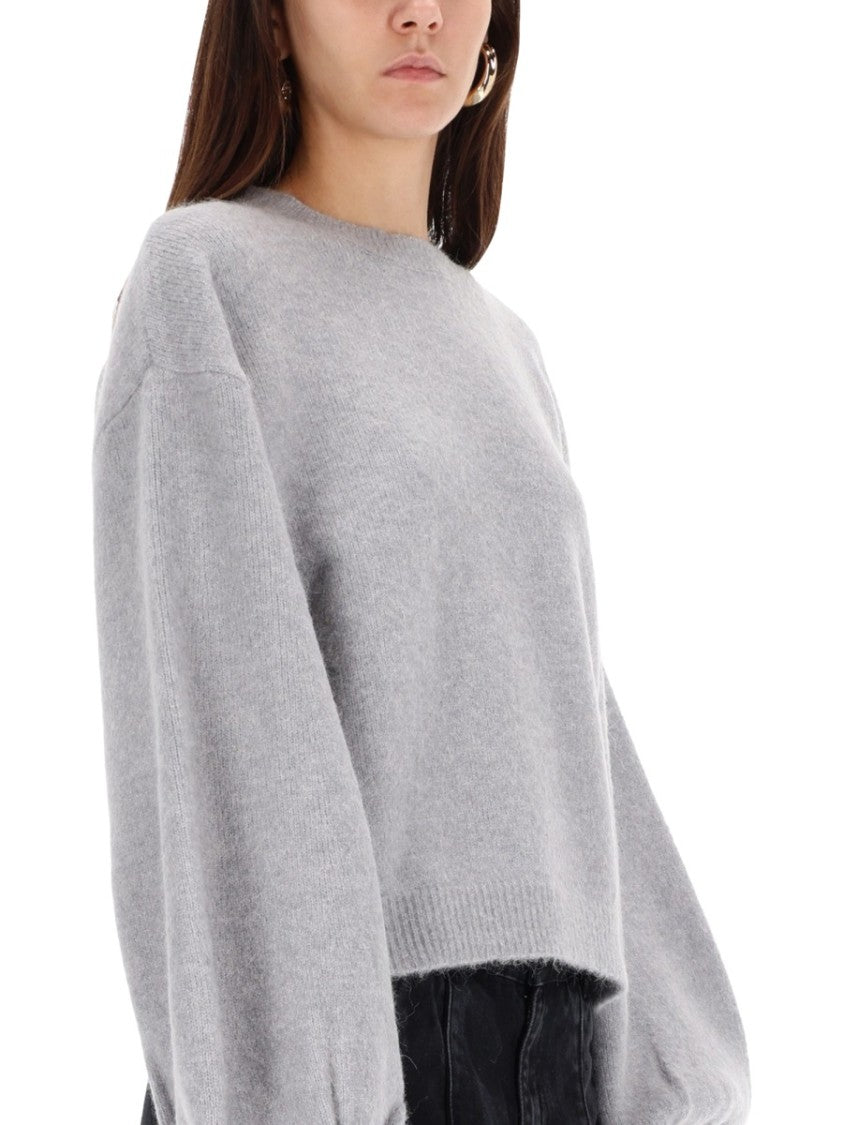 Rotate Birger Christensen Light Grey Sweater With Balloon Sleeves