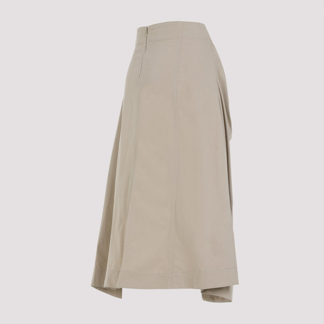 Bottega Veneta Compact Knot Sand Cotton Midi Skirt