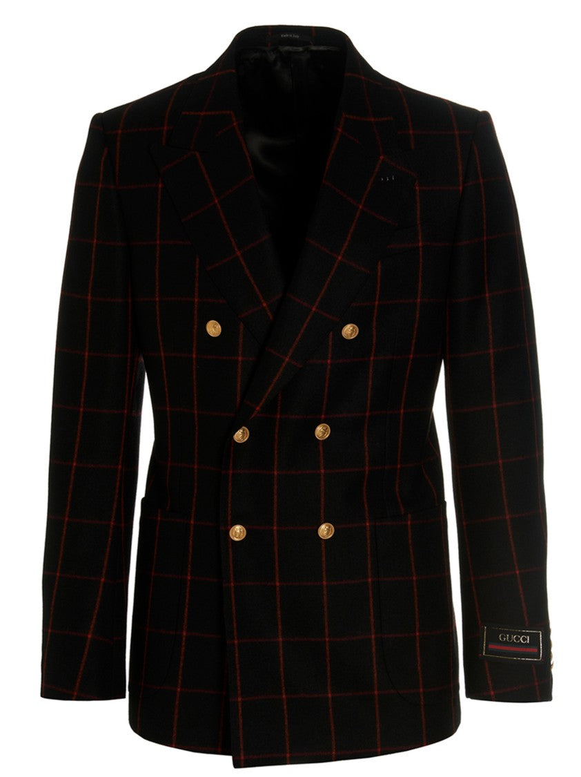 Gucci Double-Breasted Check Blazer
