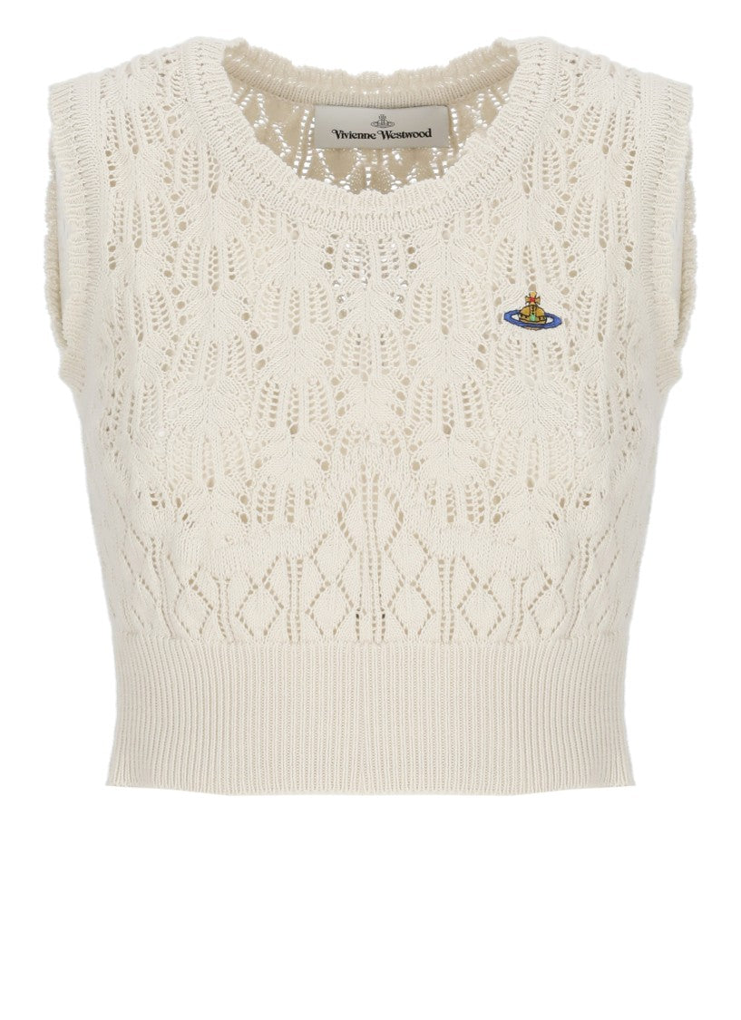 Vivienne Westwood Ivory Ella Orb Lace Tank Top