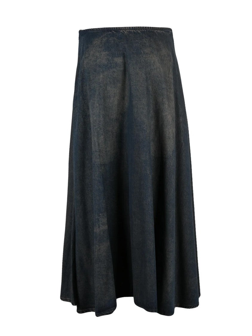 Diesel Flared Maxi Skirt With Fluid Drape And Zip Closure