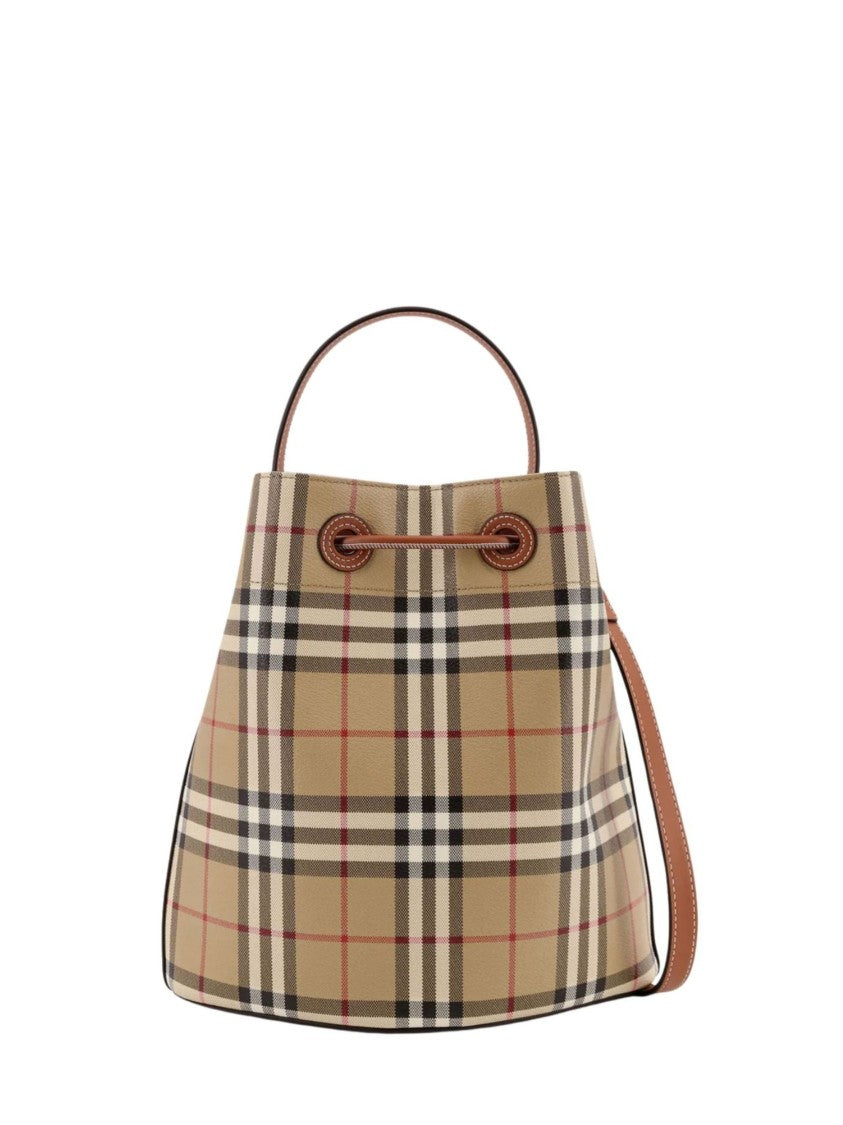 Burberry Multicolor Check Pattern Cotton Bucket Bag
