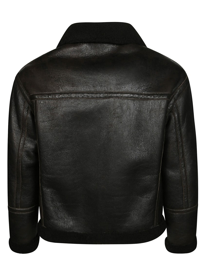 Salvatore Santoro Textured Black Leather Classic Bomber Jacket