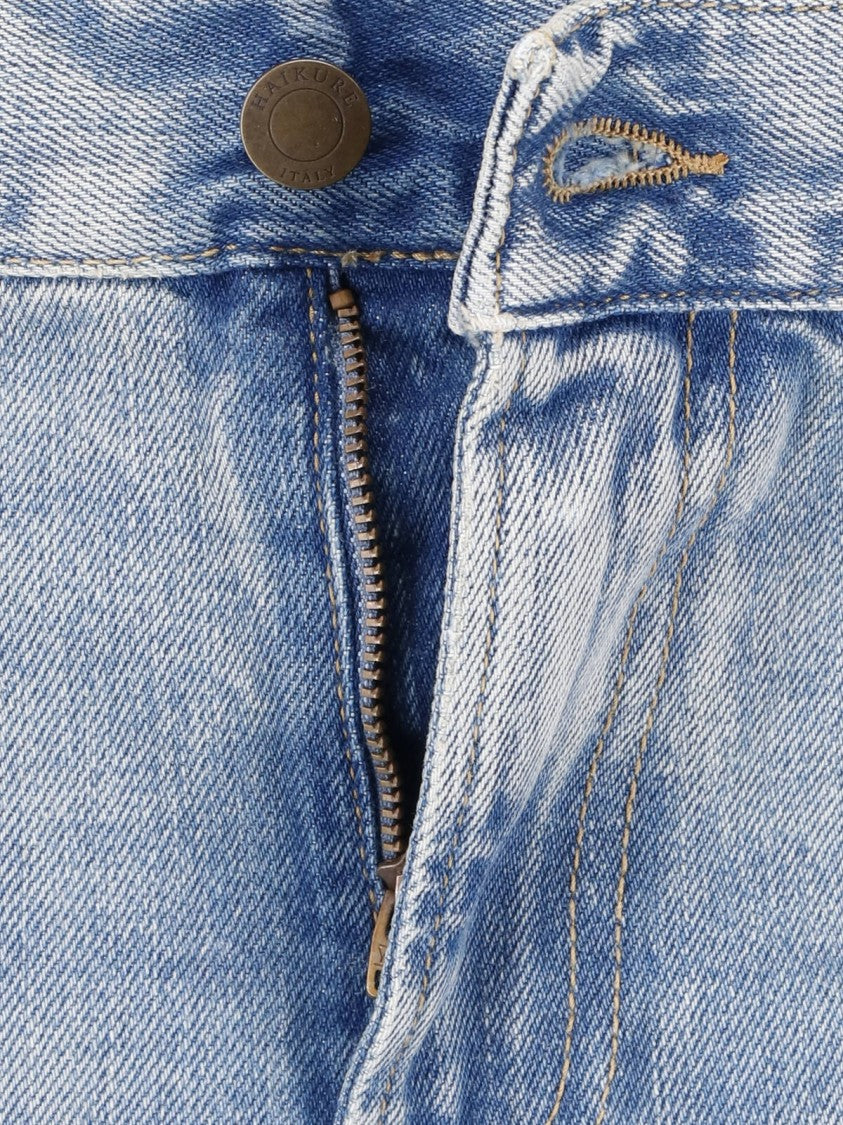 Haikure Light Blue Flora Flared Distressed Jeans