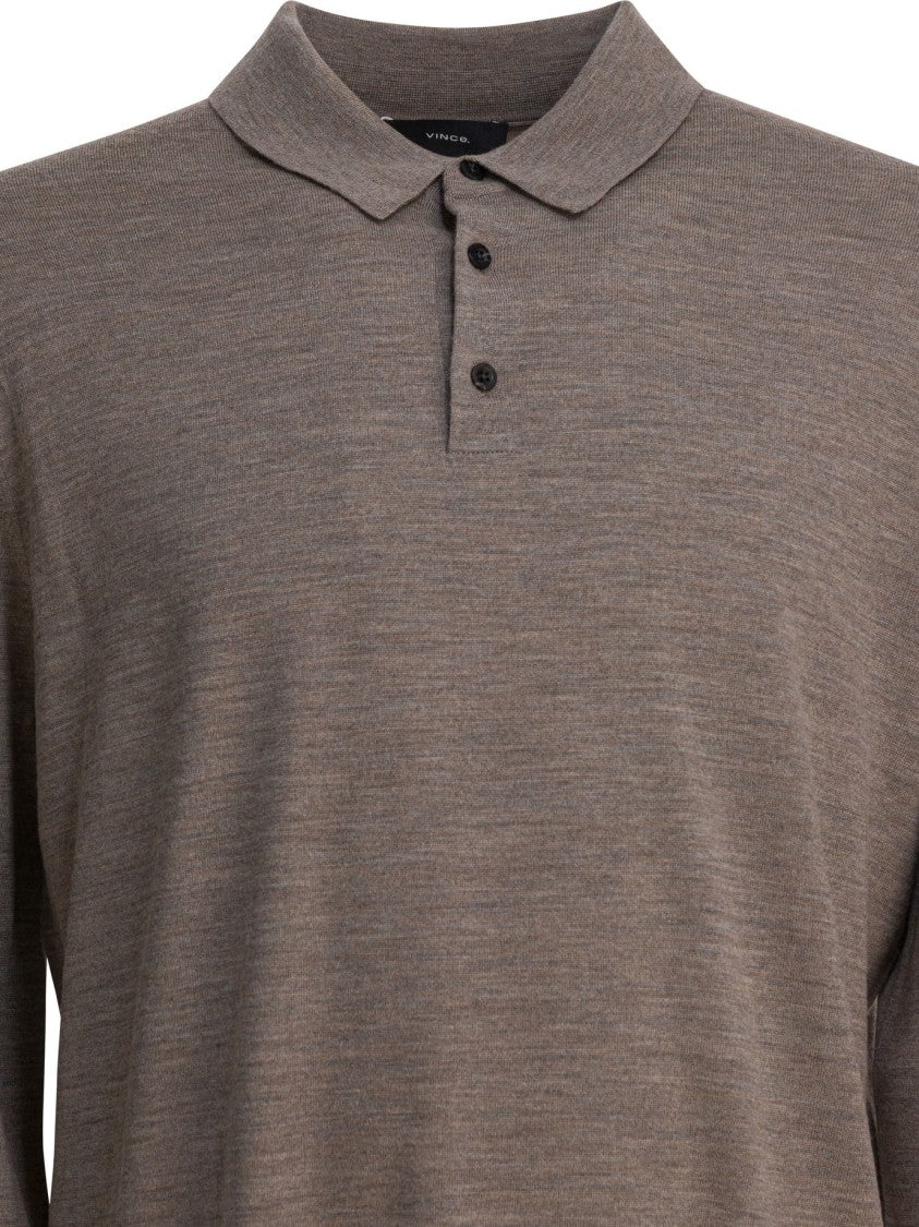 Vince Merino Wool And Cashmere Long-Sleeved Polo Shirt